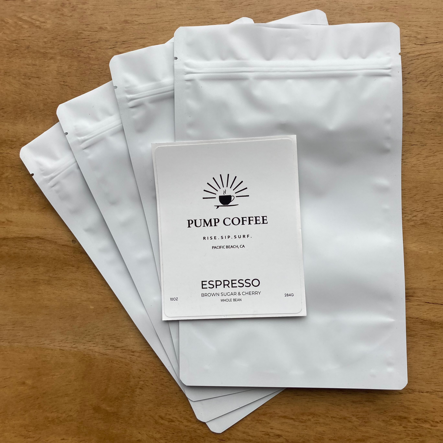 First Bloom Blend Empty Coffee Bags with Labels