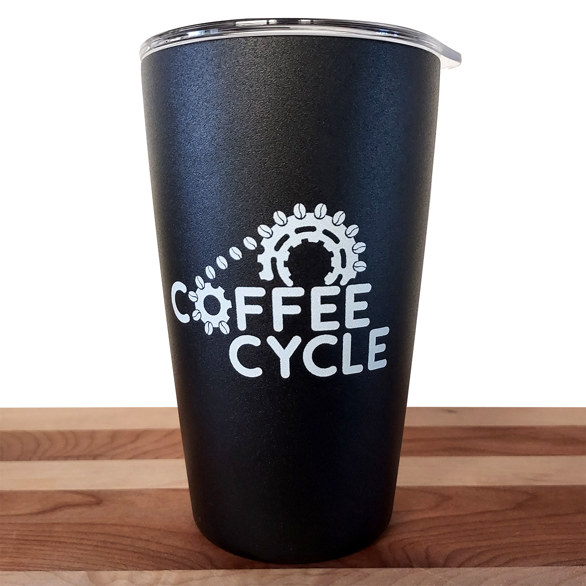 Black Coffee Cycle tumblr with the logo in white.
